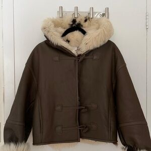 Brown Shearling Women's Jacket Like New S/M